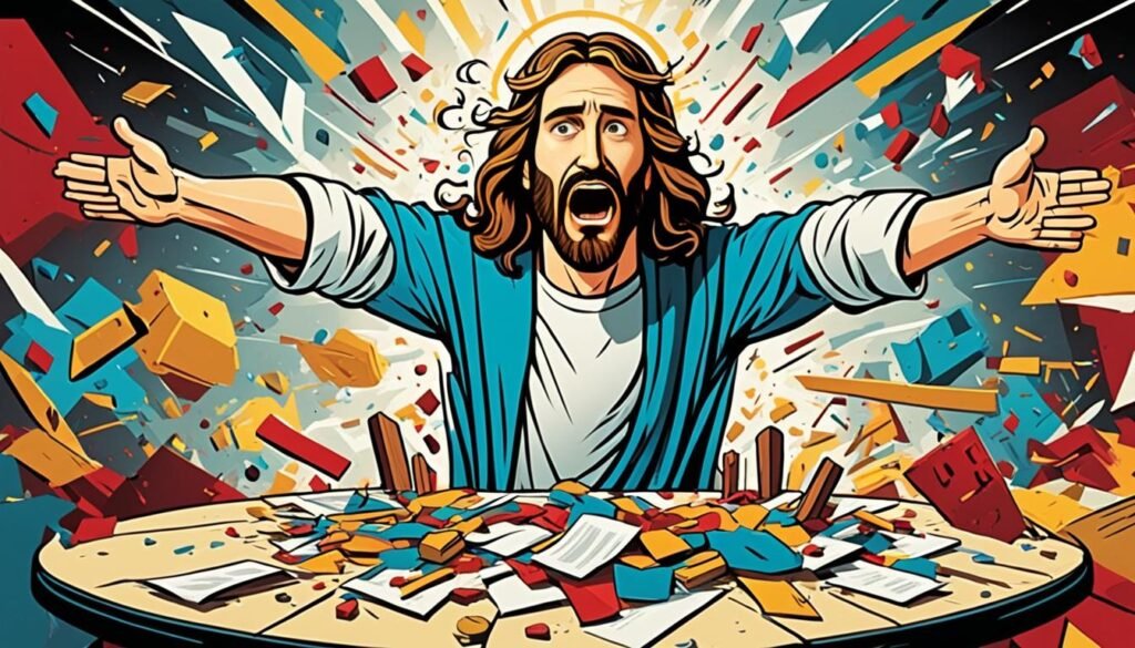 Jesus turning tables