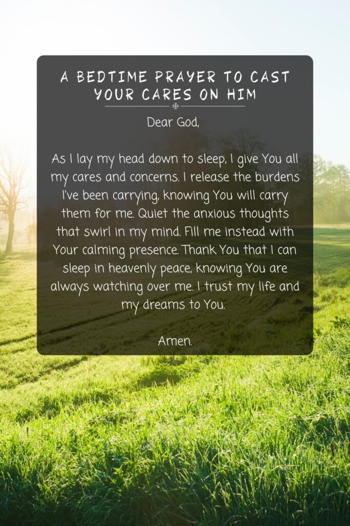 A Bedtime Prayer To Cast Your Cares On Him