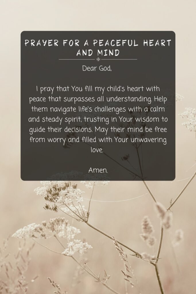 Prayer For A Peaceful Heart and Mind