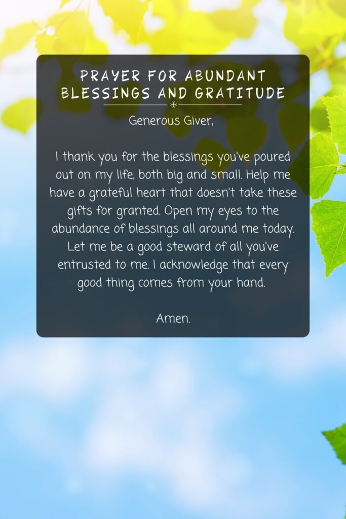 Prayer For Abundant Blessings and Gratitude