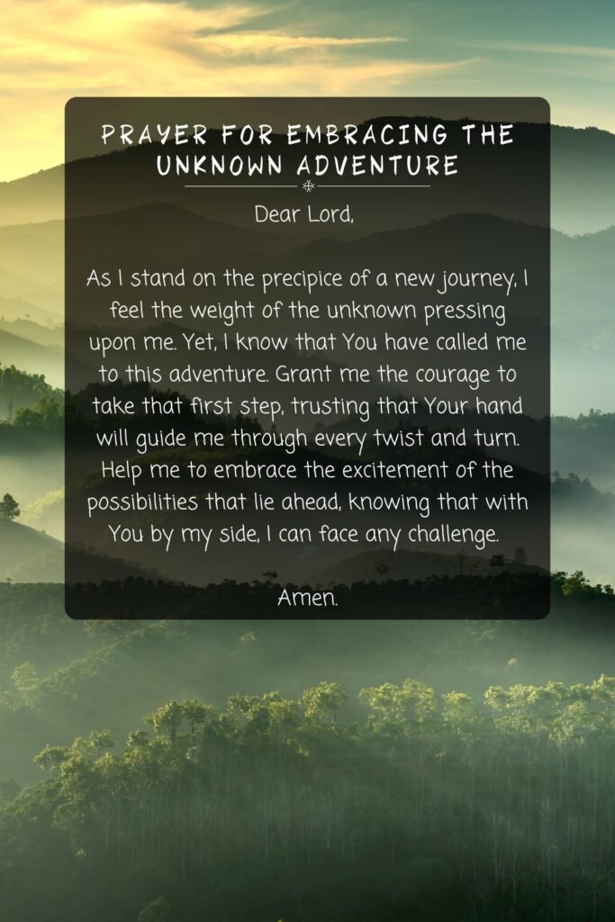 Prayer For Embracing the Unknown Adventure