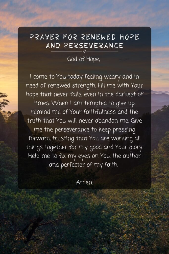 Prayer For Renewed Hope and Perseverance