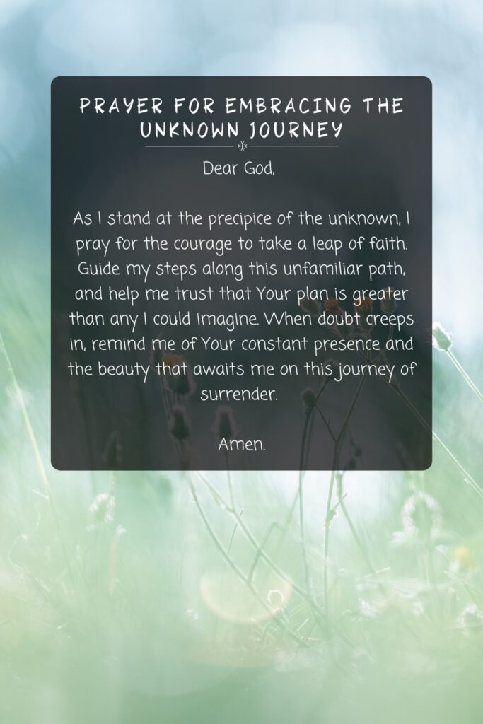 Prayer for Embracing the Unknown Journey