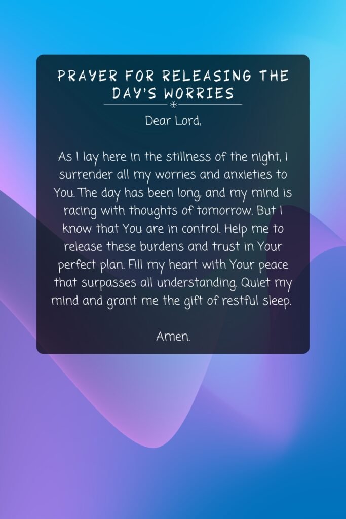Prayer for Releasing the Day's Worries