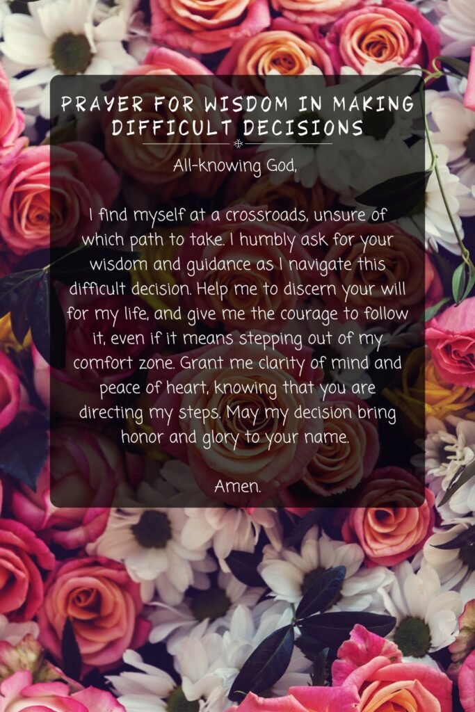 Prayer for Wisdom in Making Difficult Decisions